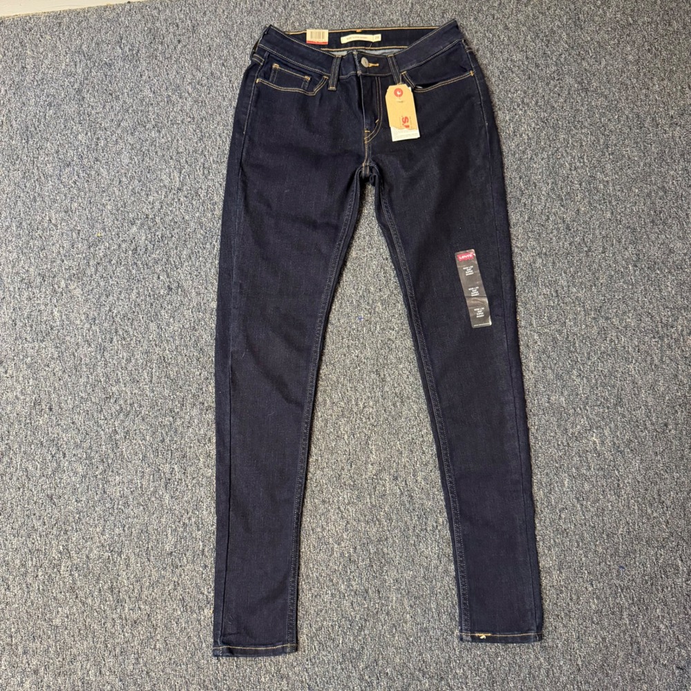 Levis 535 Super Skinny Jeans Womens 28x30 Dark Wash Mid Rise Denim Indigo NWT
